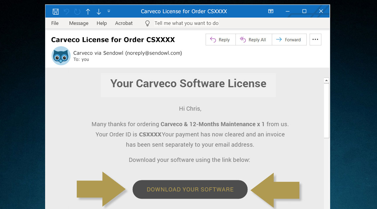 Carveco license email