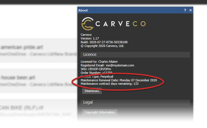maintenance-dates How to view your maintenance date within Carveco