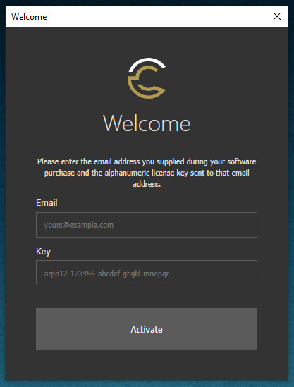 Carveco software activation dialog box