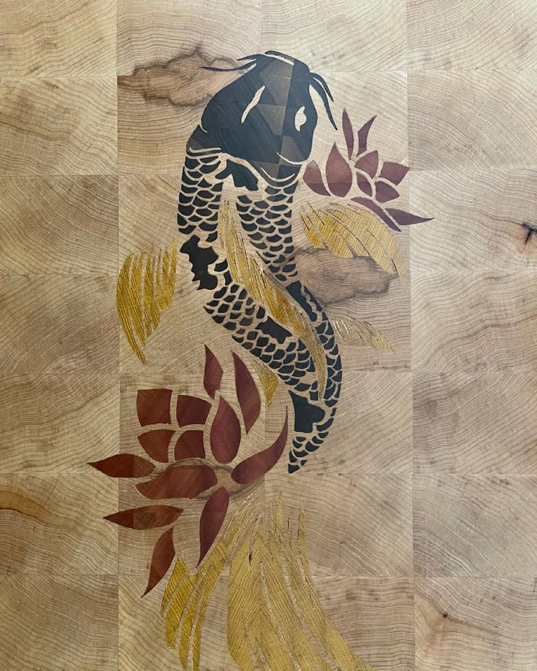 Carp inlaid Chopping board Carp inlaid Chopping board made with Carveco Maker
