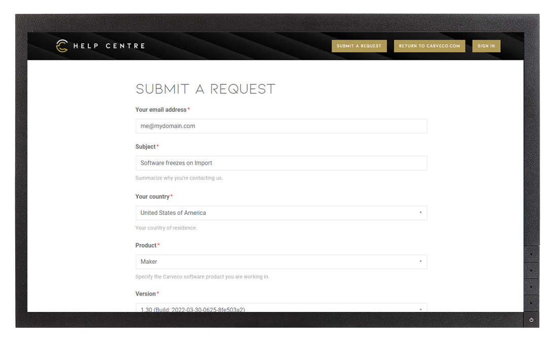 Submit a support request