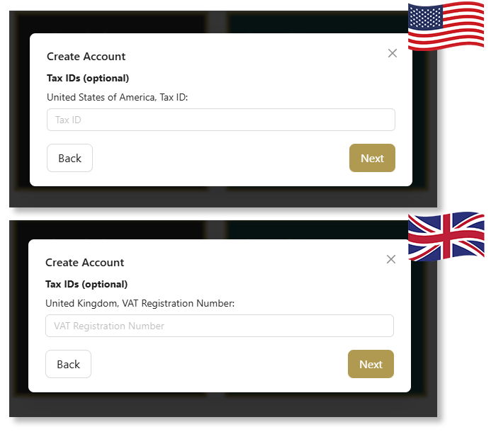 Adding Tax information to the Carveco Account during the checkout process
