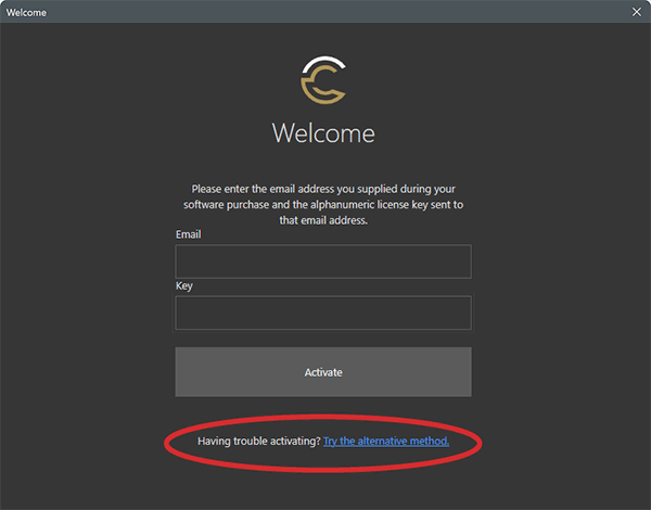 try-the-alternate-method Alterative login method link on Welcome screen