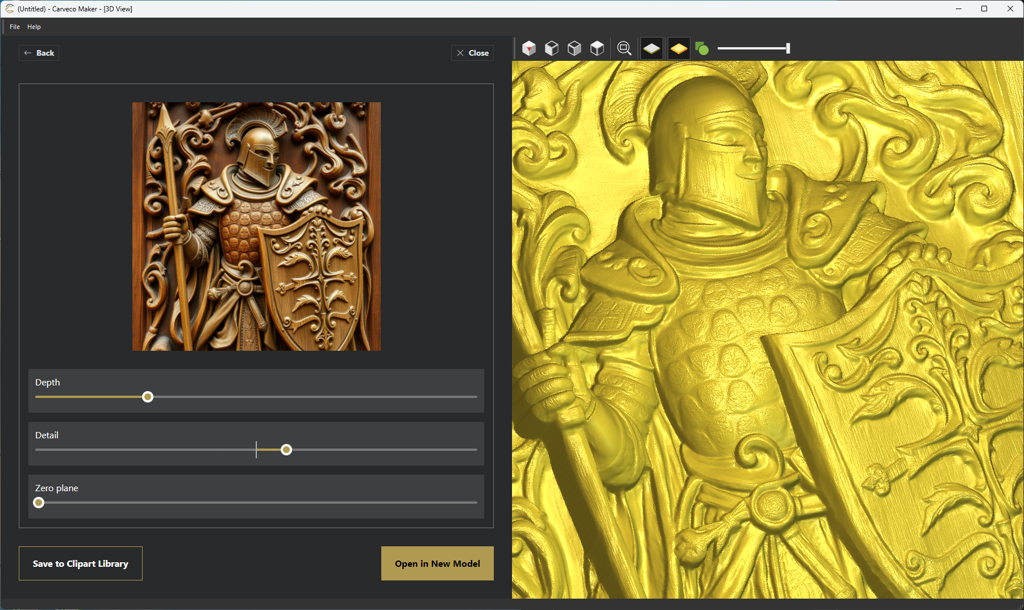 knight-good-prompt-screen The results of using the good prompt in the text to relief tool