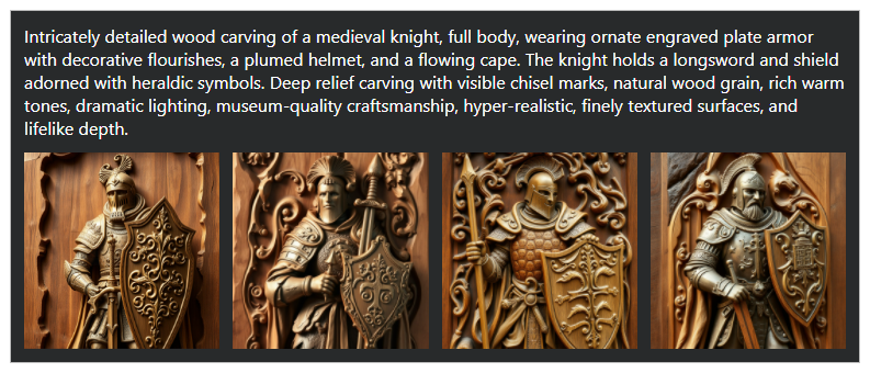 knight-good-prompt An example of a good prompt for Text to Relief tool